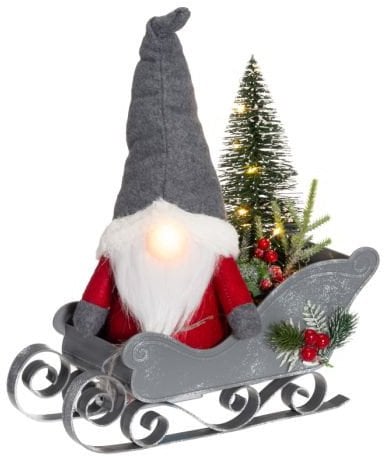Dekoracja świąteczna Figurka świąteczna Gnom z saniami