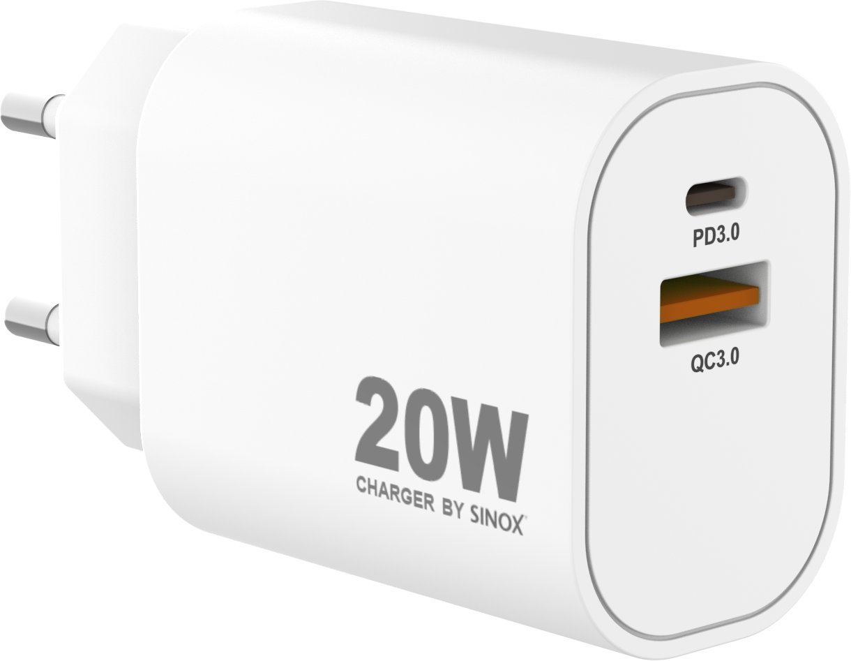 Ładowarka Sinox PRO 230V USB-A+USB-C ładowarka 20W biały
