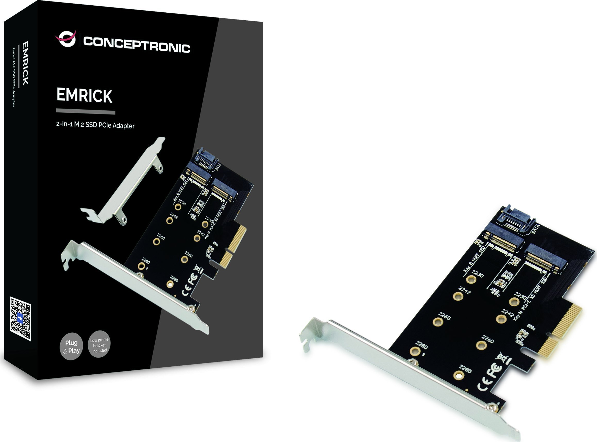 Conceptronic CONCEPTRONIC PCI Express Card 2-Port M-Key M.2 -> M/B&M-Key