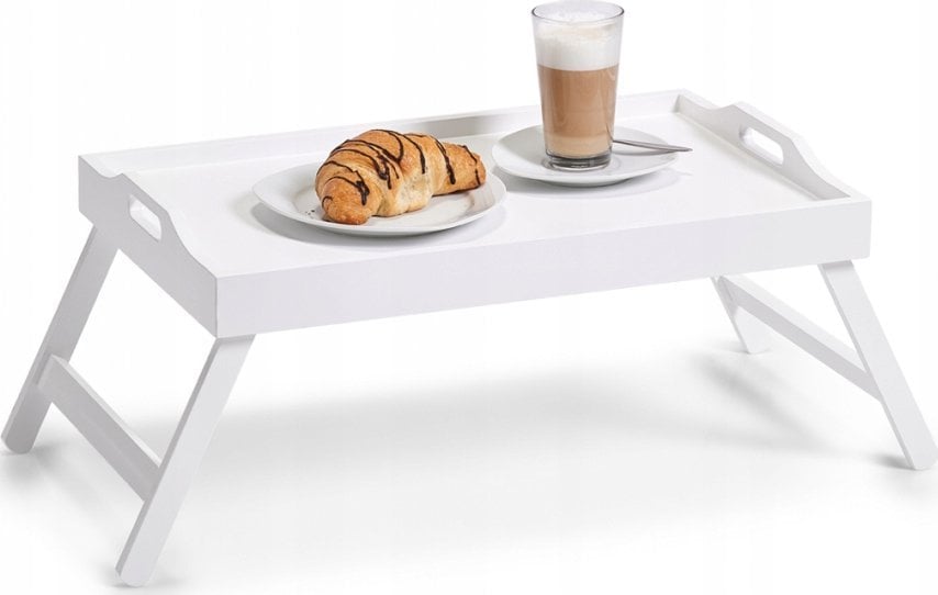 Zeller Uniwersalny stolik ze składanymi nóżkami, który może być używany jako taca, wykonany z płyty MDF, kolor biały, marki Zeller