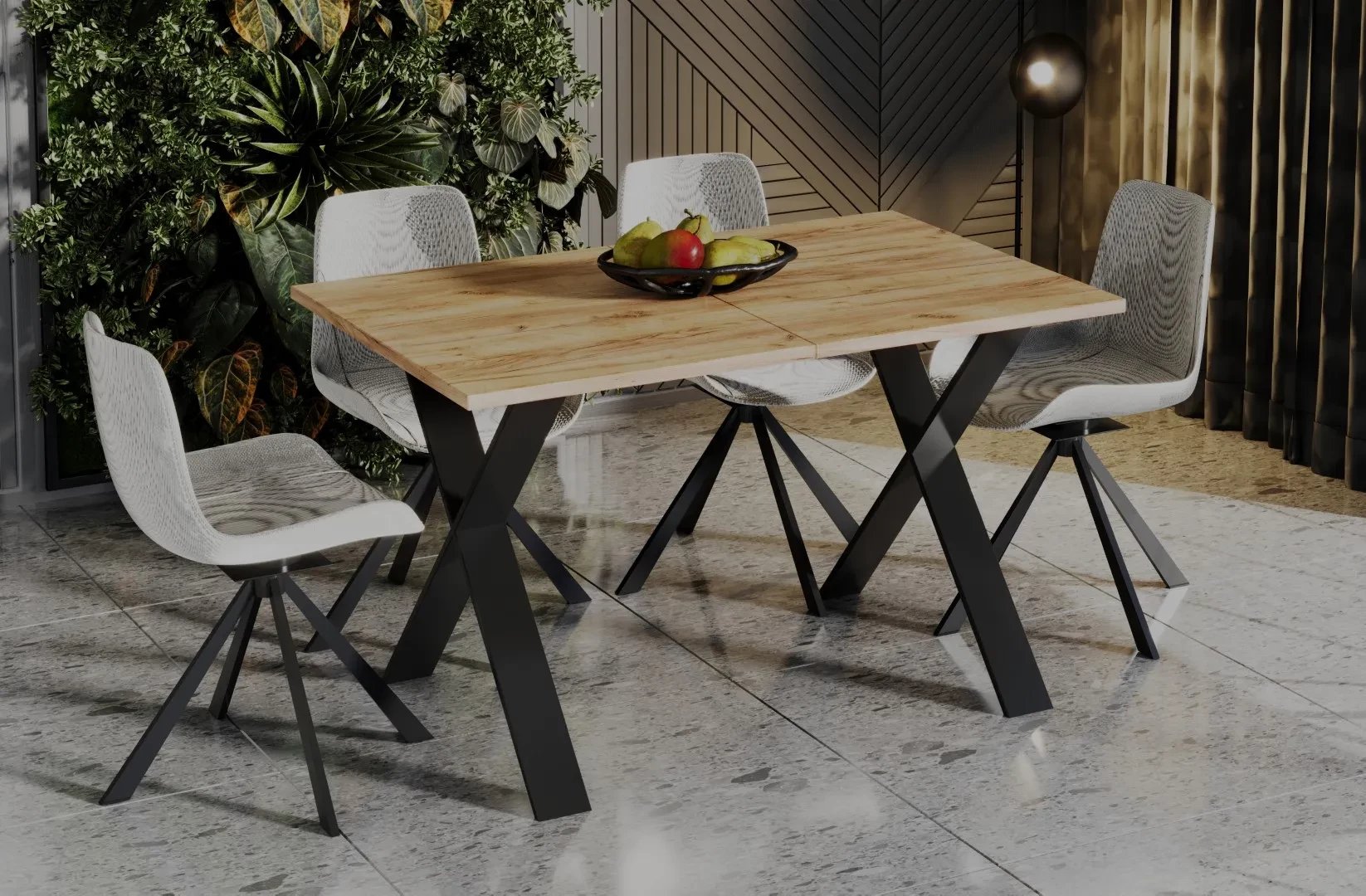 Stół rozkładany X 130(210)x80 dąb złoty craft ENDO