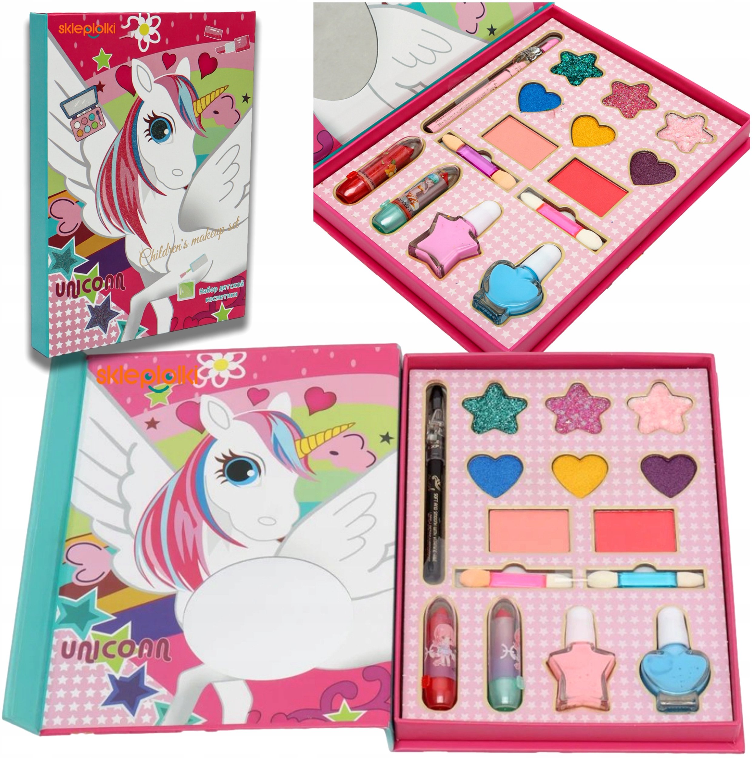 ZESTAW KOSMETYKÓW DLA DZIECI PALETKA MAKEUP KOSMETYKI DO MALOWANIA LAKIERY