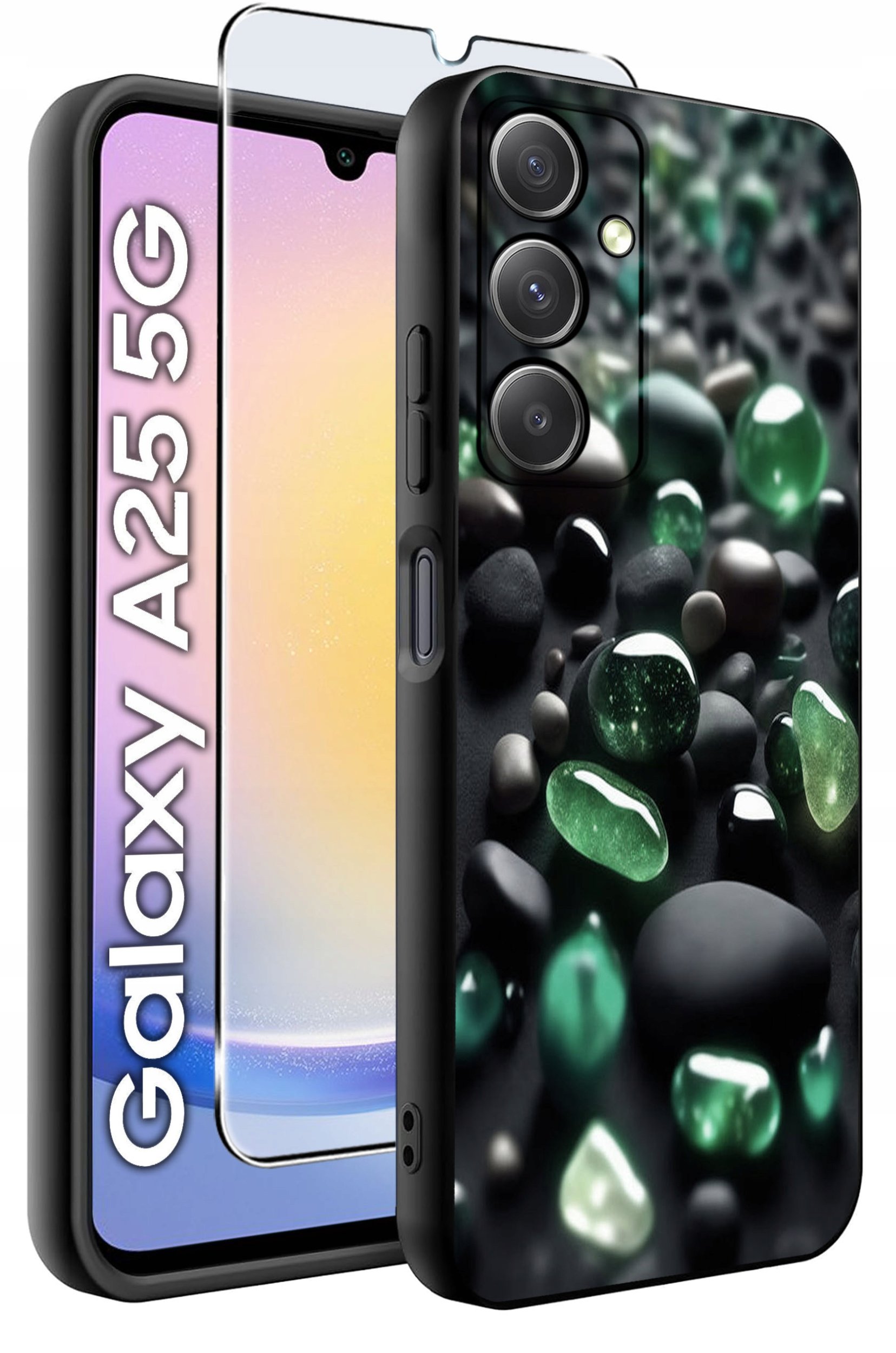 ETUI do Samsung A25 5G WZORY | SILIKONOWE MATT CASE + SZKŁO HARTOWANE 9H