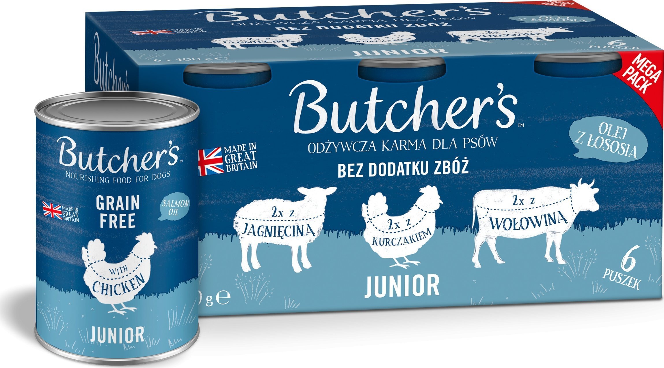 Butcher’s Butcher's Original Junior megapack mix smaków kawałki w galaretce karma dla psów 6 x 400g