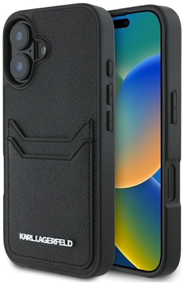 Etui Karl Lagerfeld HC Grained PU Cardslot Metal Elong do iPhone 16 czarny