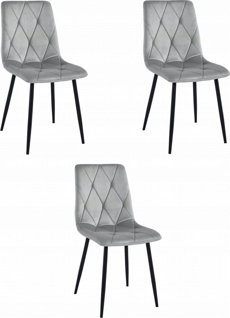 Leobert Krzesło LIBRA - aksamit srebrno-szary / nogi czarne x 3