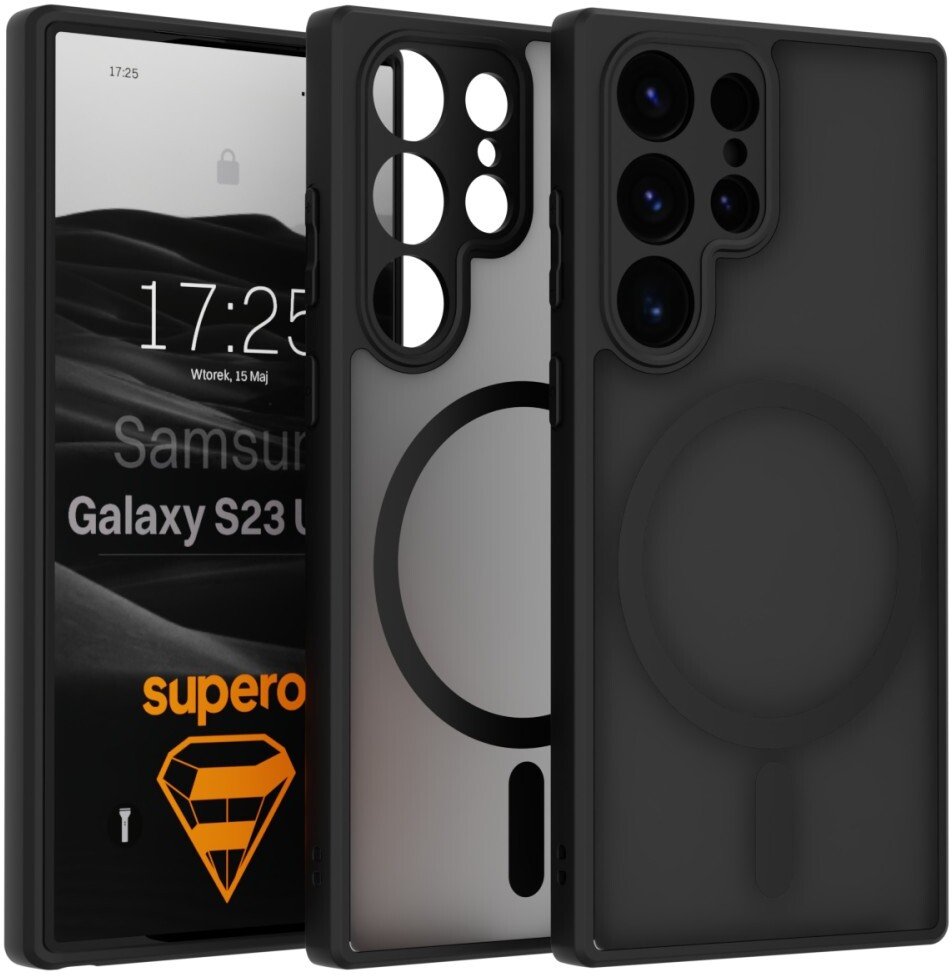 SUPERO Etui matowe Magmat MagSafe do Samsung Galaxy S23 Ultra, black