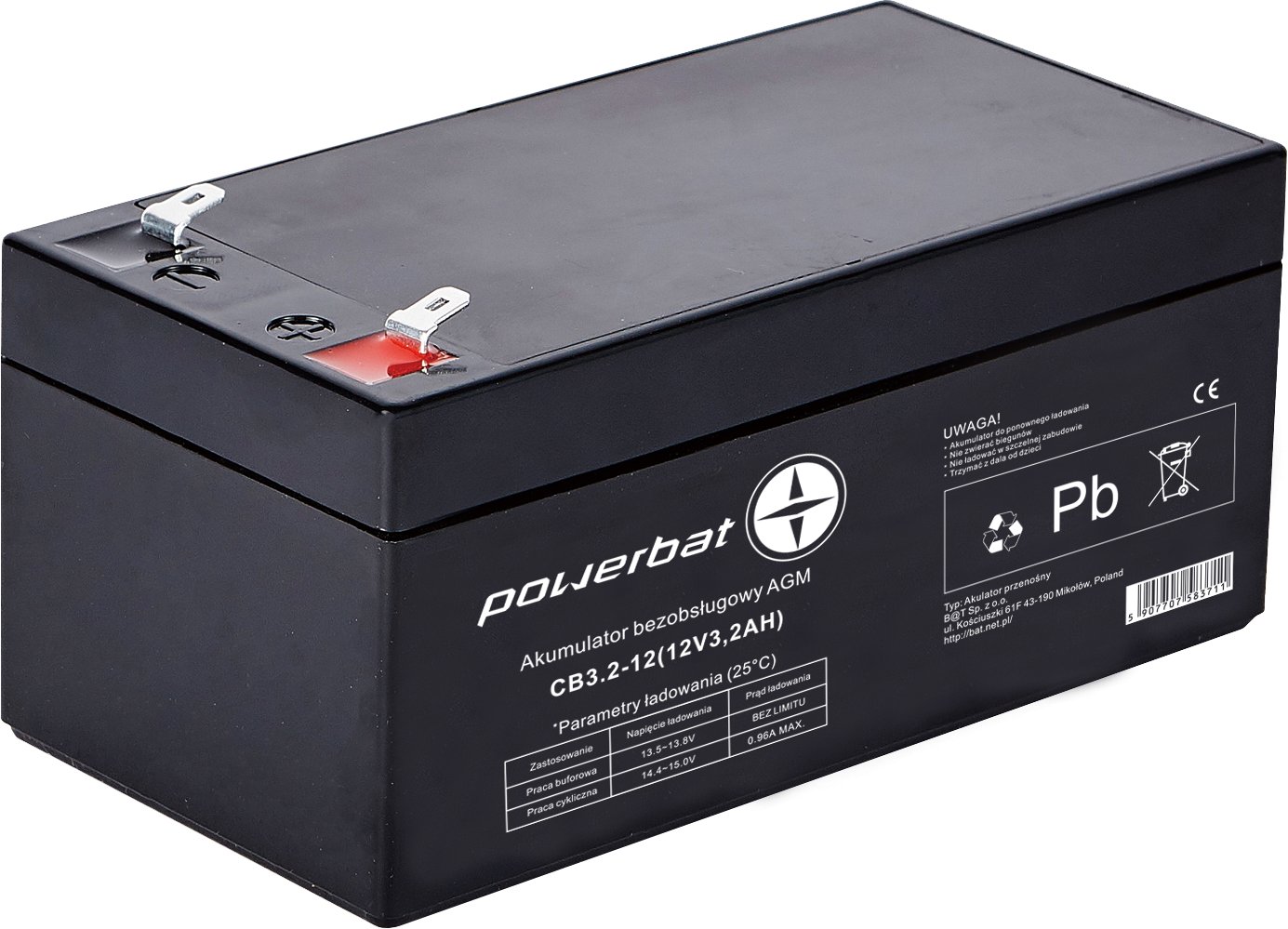 Akumulator AGM 12V 3.2Ah POWERBAT