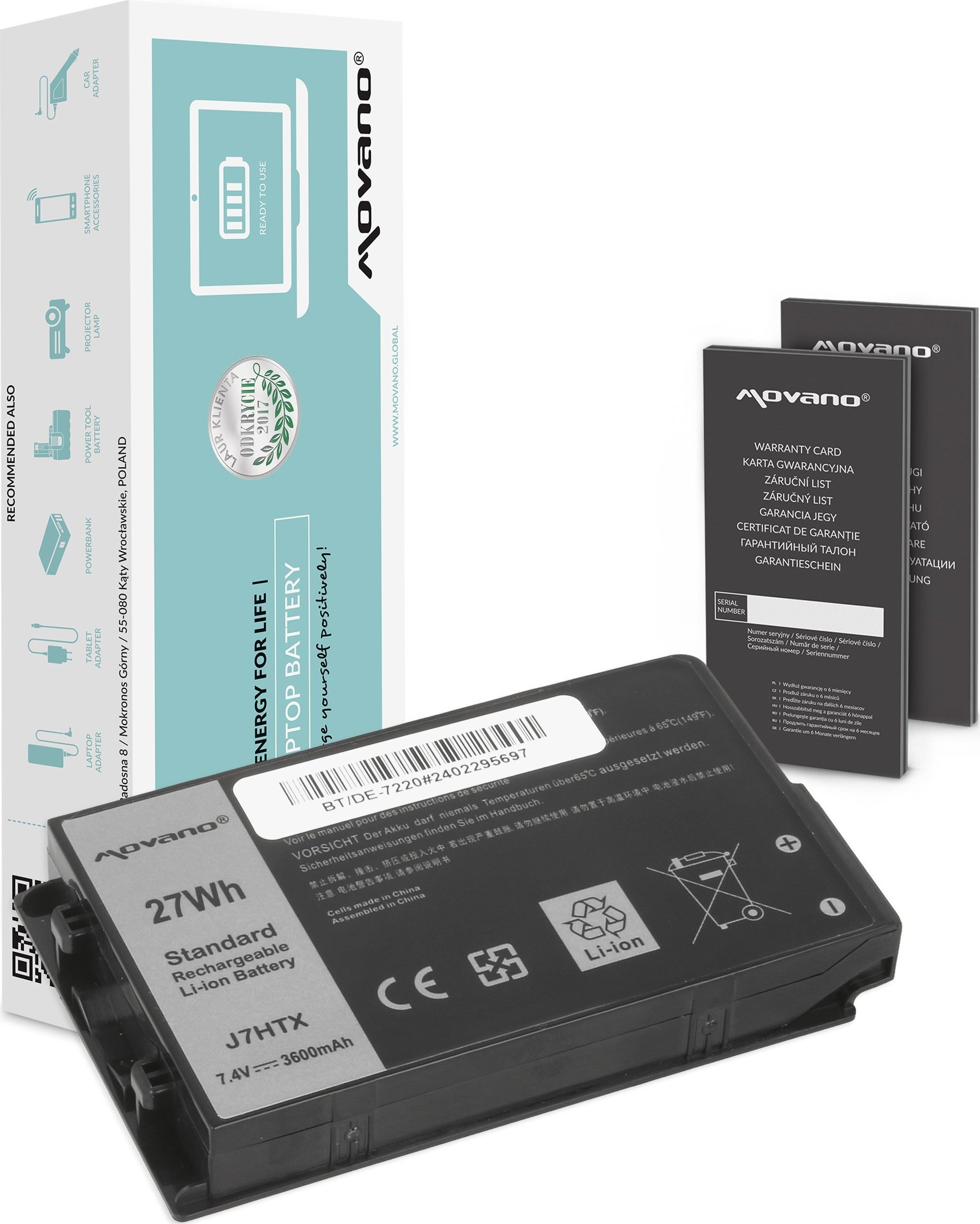 Bateria Movano Bateria J7HTX Dell Latitude 12 Rugged 7202 7212 7220 Tablet