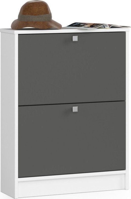 Fabryka Mebli Akord Szafka na buty 2 uchylne drzwiczki 60 cm - biała-grafit szary