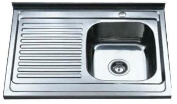 Sink TREDI, top-mounted, stainless steel, with siphon set, right, 80 x 60 cm