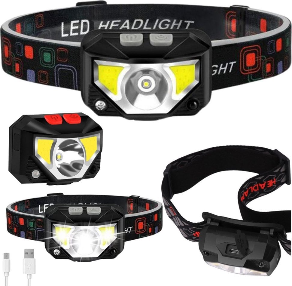 Latarka czołowa Lean Latarka Czołowa LED Czołówka Czujnik Ruchu 6 Trybów Świecenia