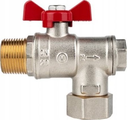 SPIN Kurek kulowy kątowy z filtrem i magnesem DN20-PN25 G3/4-G3/4