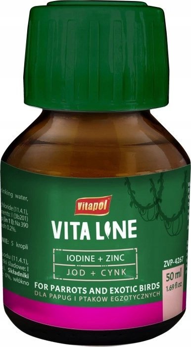 Vitapol Vitaline Cynk + jod dla ptaków egzotycznych 50ml