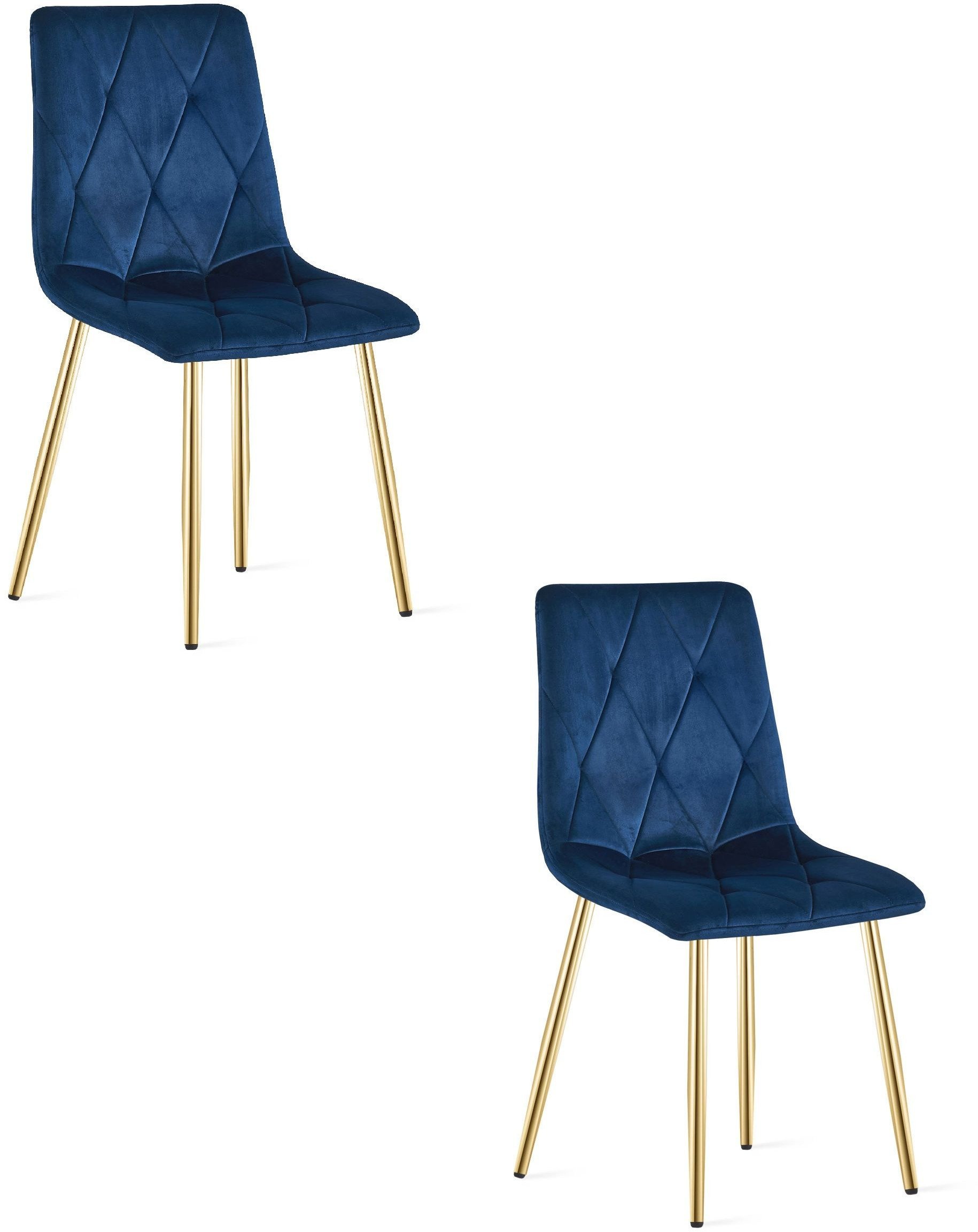 Krzesło do jadalni LIBRA welur granatowy aksamit na złotych nogach x2