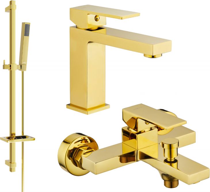 Mexen Mexen Uno DQ77 zestaw wannowy, złoty - 71403DQ77-50