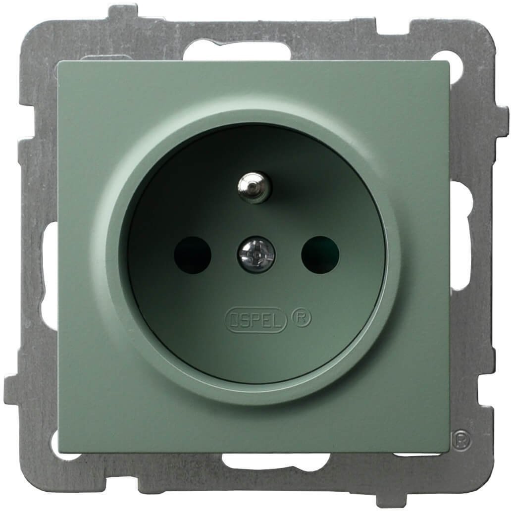 AS Gniazdo pojedyncze z uziemieniem zielony mat GP-1GZ/m/84