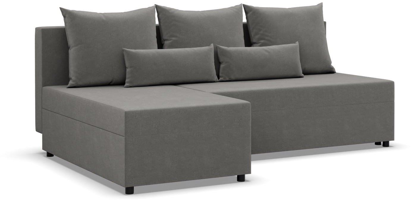 Narożnik z luźnymi poduszkami, Vista, velvet, 201x137x92 cm, jasny szary | TYLETEGOTU