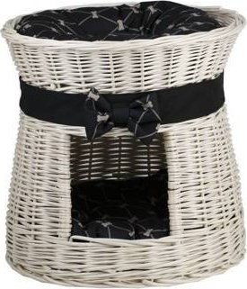 WickerPL ROSIE BUDA DLA KOTA LEŻAK DLA ZWIERZĄT DOMEK DLA KOTA Z WIKLINY PIĘTROWY Z PODUSZKAMI 48 H43 CM