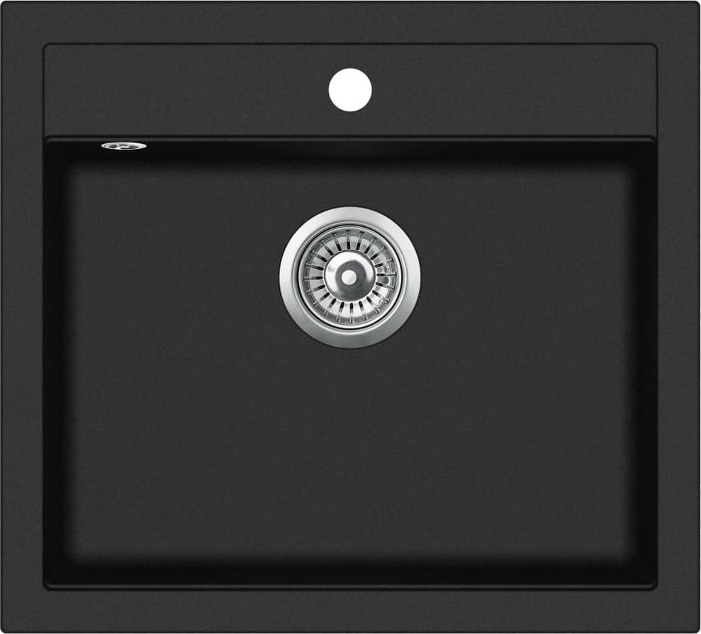 Zlewozmywak vidaXL Granitowy jednokomorowy, czarny