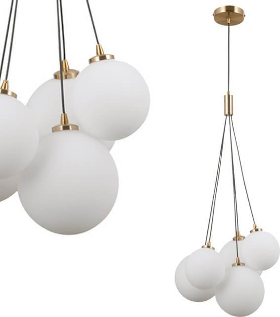 Lampa wisząca Italux Jadalniana lampa wisząca Perlos nad stół mosiądz biała