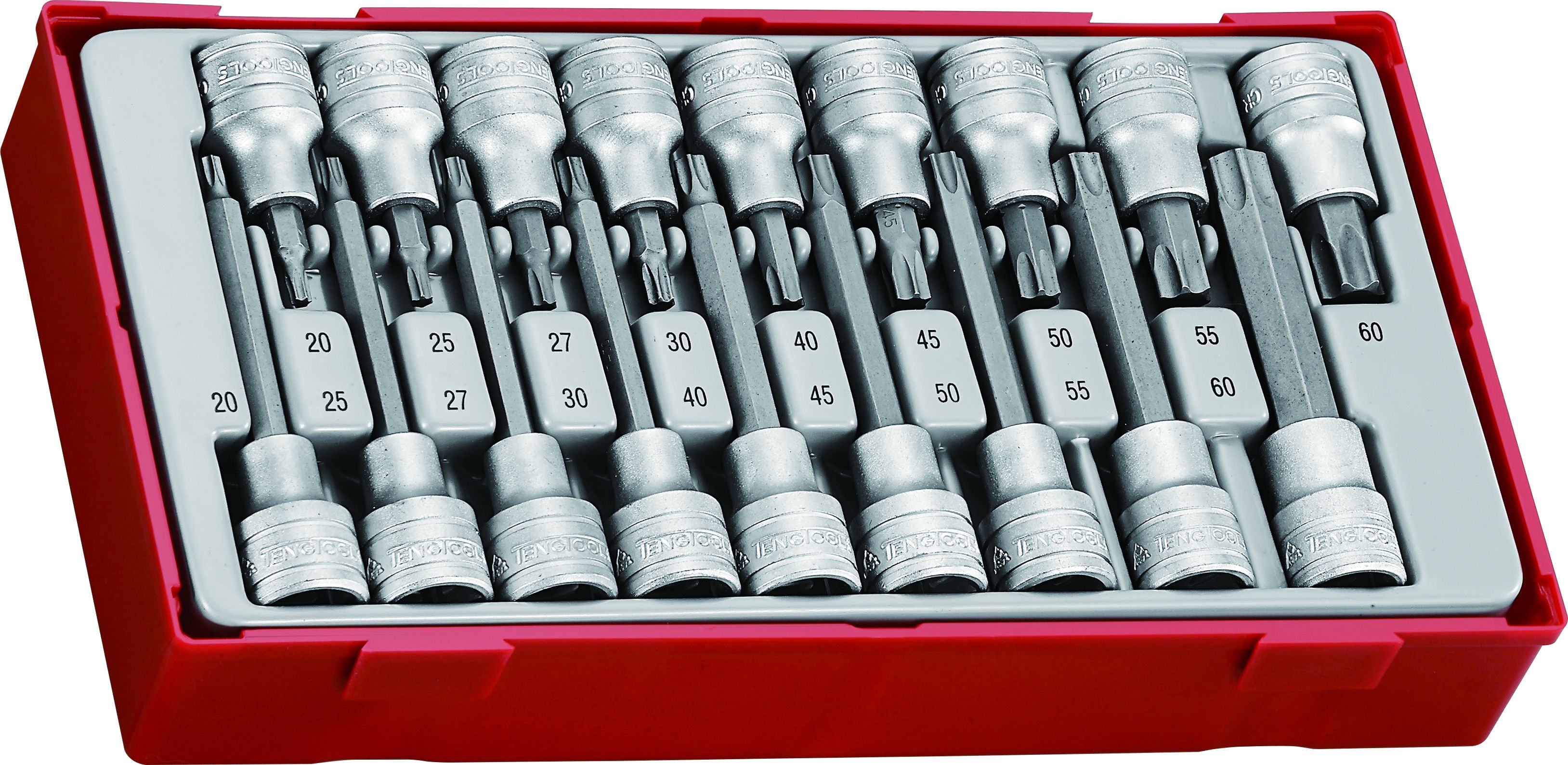 Teng Tools 18-elementowy zestaw grotów nasadkowych typu TX z chwytem kwadratowym 1/2" TTTX18 (231890104)