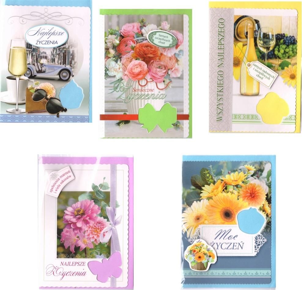 Top Graphic Karnet B6 z naklejką. Życzenia (10szt) MIX