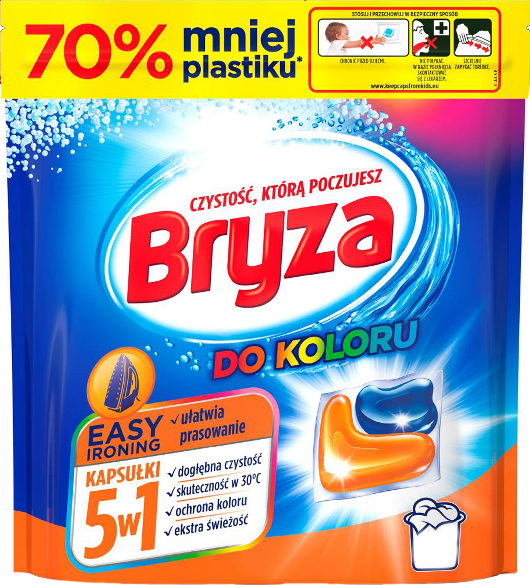 Bryza Kapsułki do prania koloru ubrań ułatwiające prasowanie 5w1 38szt