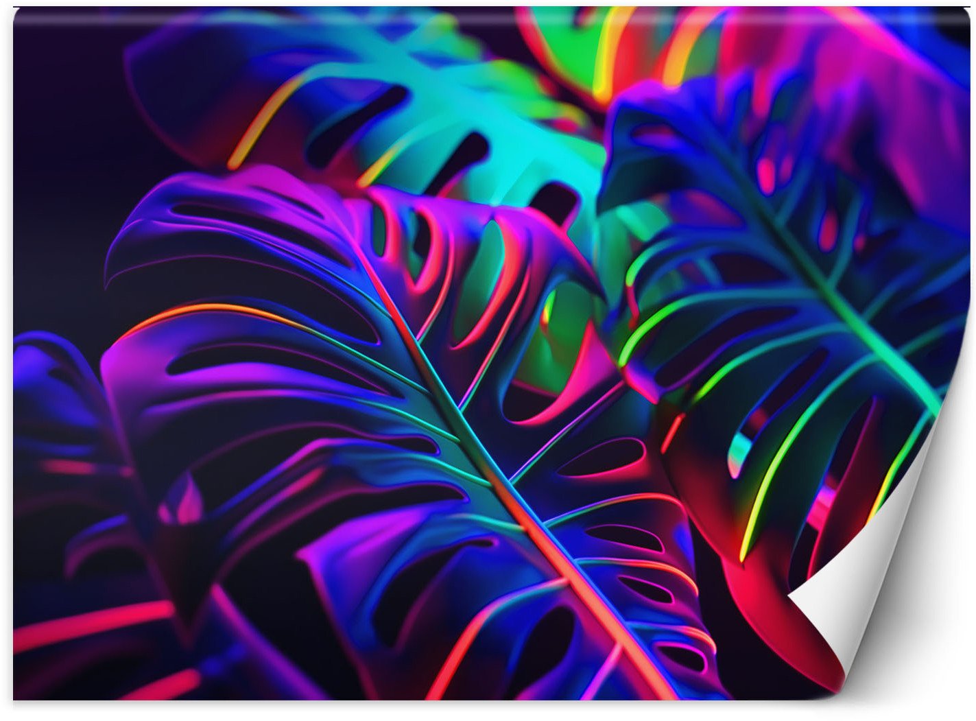 Feeby Fototapeta Liście monstery w neonowych barwach 250x175 medium