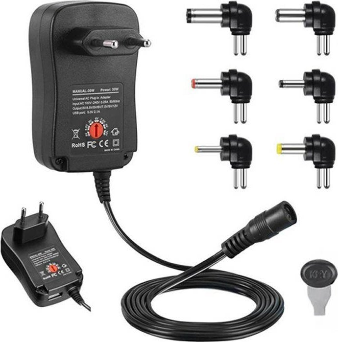 Zasilacz do laptopa Aptel 30 W, Wiele wtyczek, 1.2 A, 12 V (PLP52A)