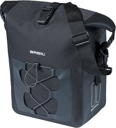 Basil Sakwa pojedyncza BASIL NAVIGATOR WATERPROOF SINGLE PANNIER BAG M 12-15 L, Hook On System, wodoodporna, black (NEW 2024)