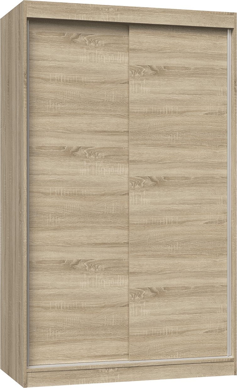 Topeshop SZAFA PRZESUWNA IGA 120 CM DRZWI PRZESUWNE PÓŁKI DĄB SONOMA