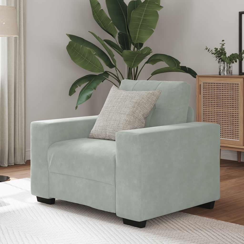vidaXL Sofa Fotel Jasnoszary 60 cm Aksamit