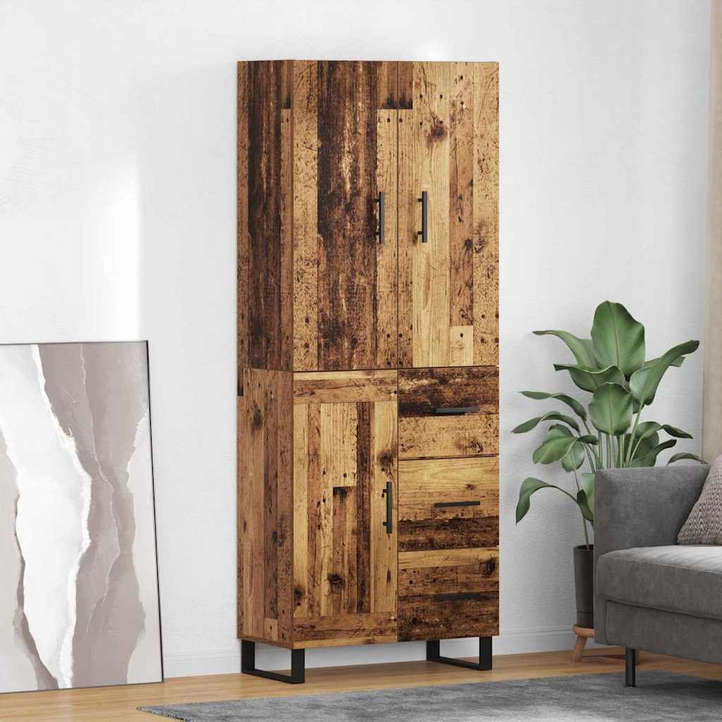vidaXL Highboard 2 pcs Stare drewno Drewno inżynieryjne i szkło