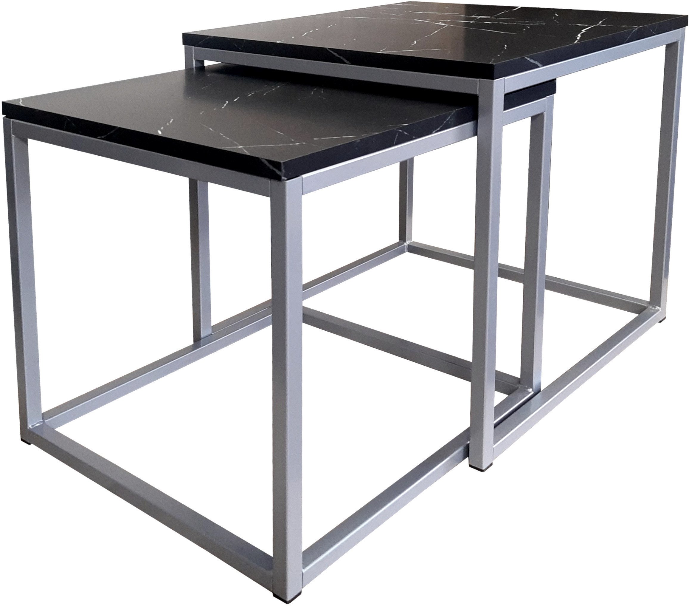 Stolik kawowy 2W1 marmur podstawa szara