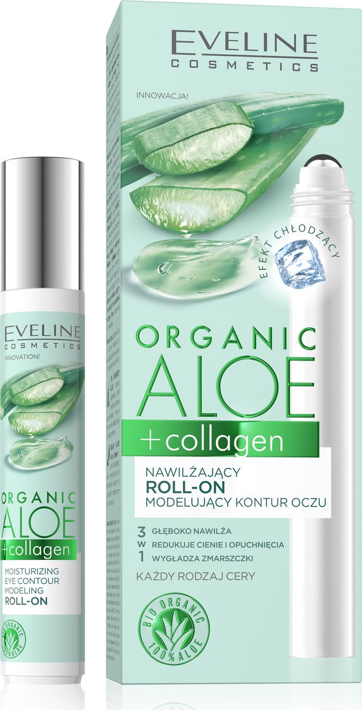 Eveline Organic Aloe Nawilżający roll-on modelujący kontur oczu 3w1 -cera każdego rodzaju 15ml (5903416027935)