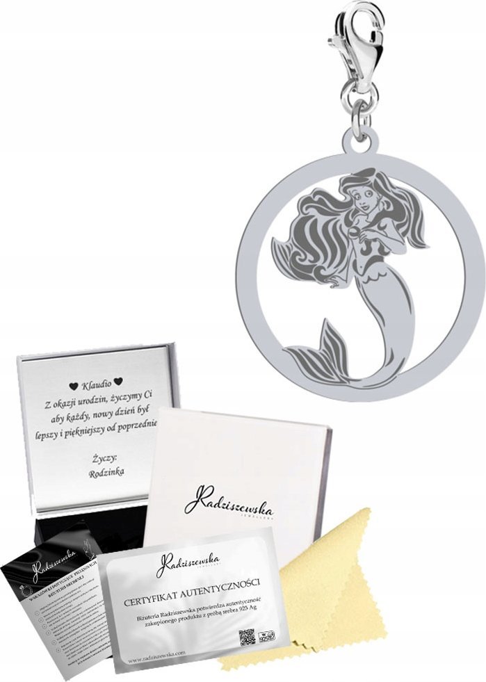 Radziszewska Jewellery Charms z Syrenką Karabińczyk SREBRO 925 Prezent Biżuteria ŻYCZENIA GRATIS