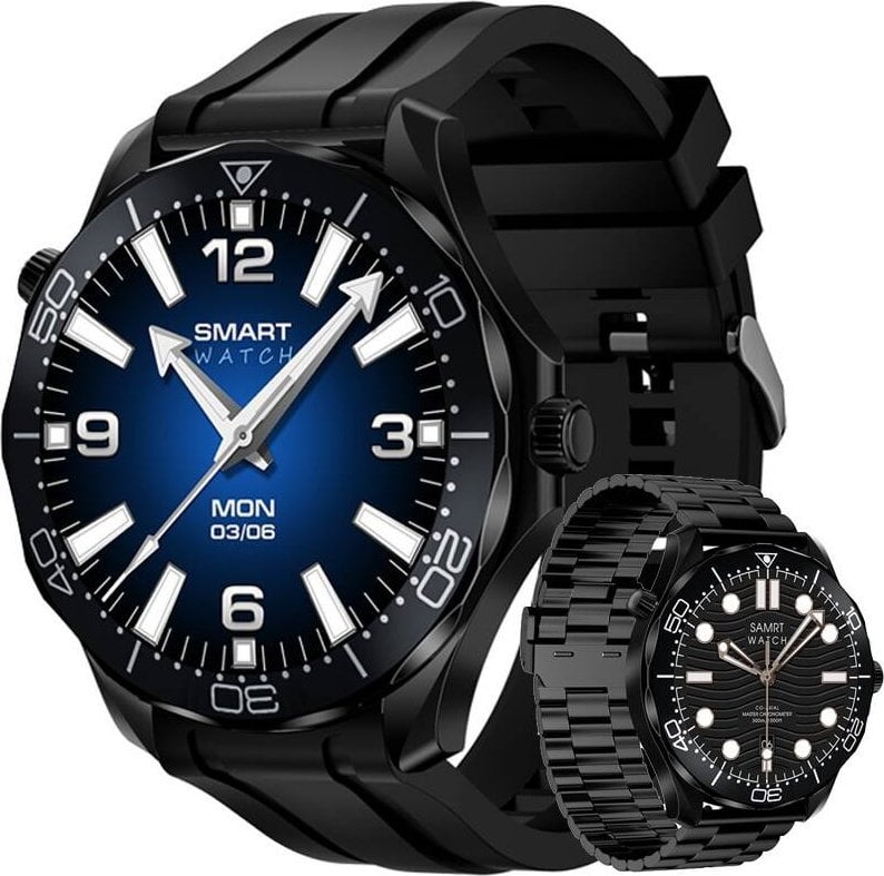 Smartwatch Veltori VT150-1 Czarny Pasek Silikonowy + Czarna Bransoleta