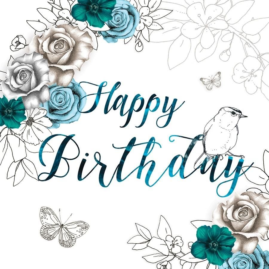 Clear Creation Karnet urodzinowy Swarovski kwadrat kwiaty (CL1402)