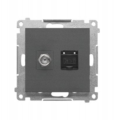 Simon 55 Gniazdo antenowe typu F” + RJ45 kat.6 (moduł) Grafitowy mat TASFRJ45.01/116