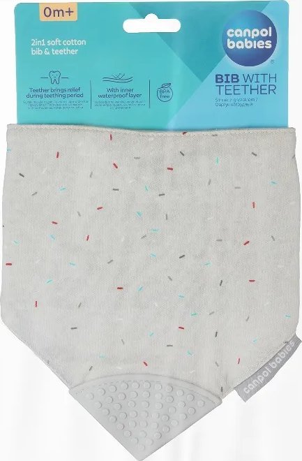 Śliniak materiałowy z gryzakiem szary 26/902 Canpol babies