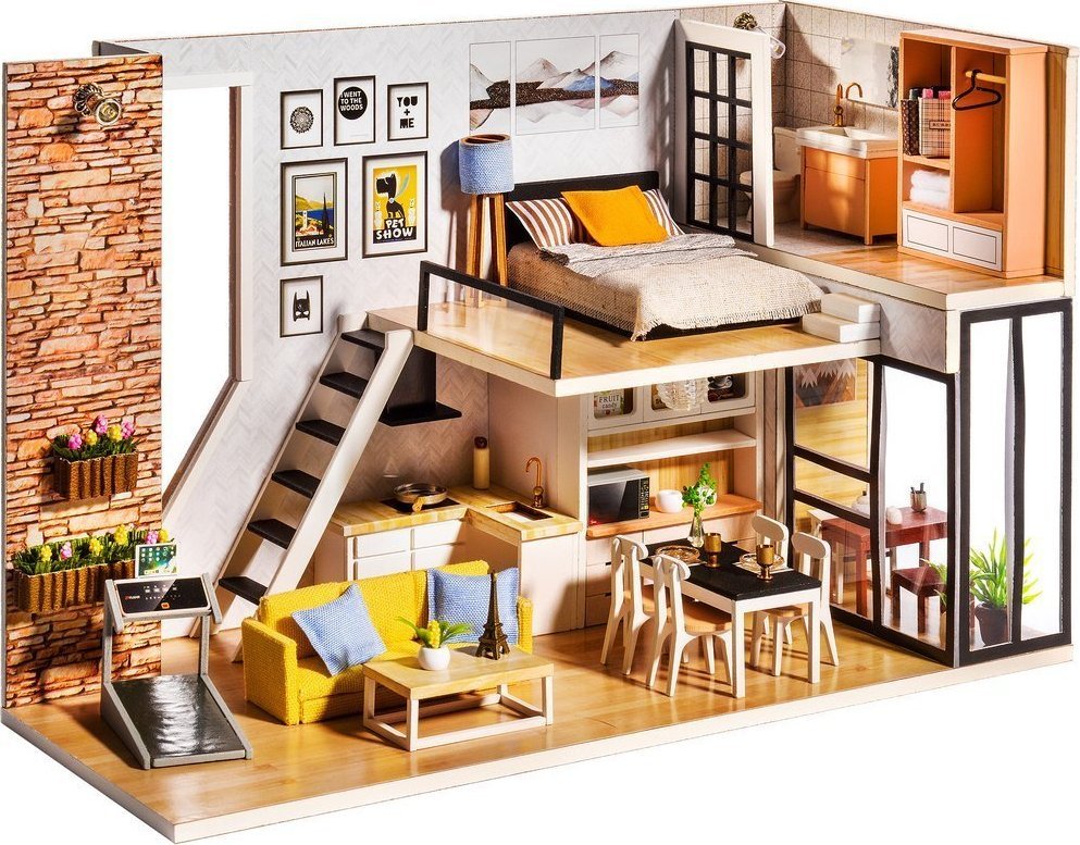 Nice Idea LITTLE STORY Składany Drewniany Model LED - Claudia's Apartment