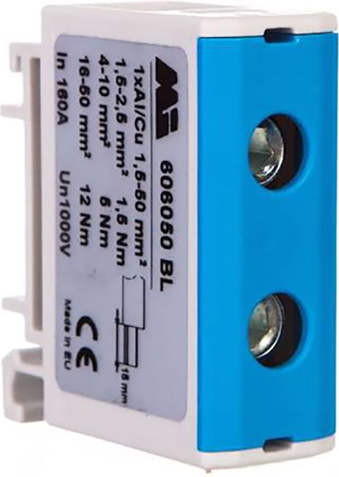 EM Group Złączka szynowa 1-torowa 1,5-50mm2 szaro-niebieska EURO (606050)