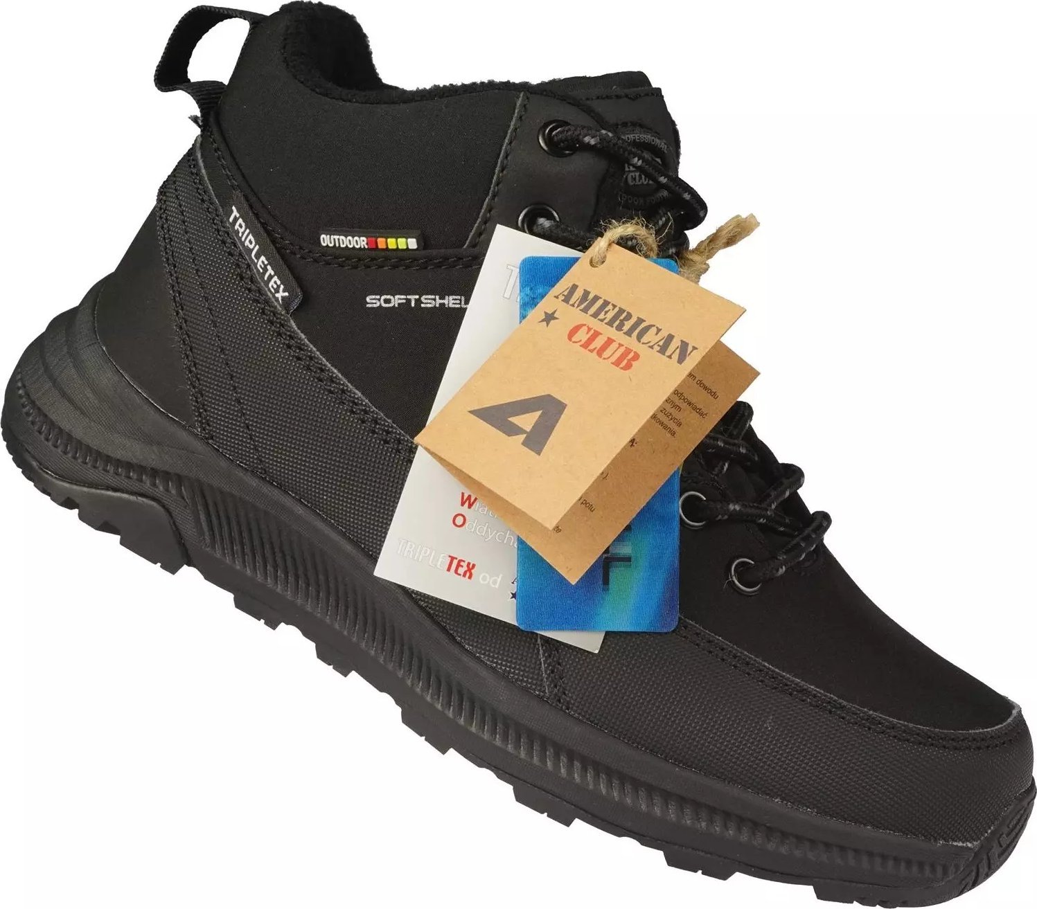 Buty trekkingowe męskie American Club Młodzieżowe buty zimowe trekkingowe American Club DWT232/24BL czarne 41