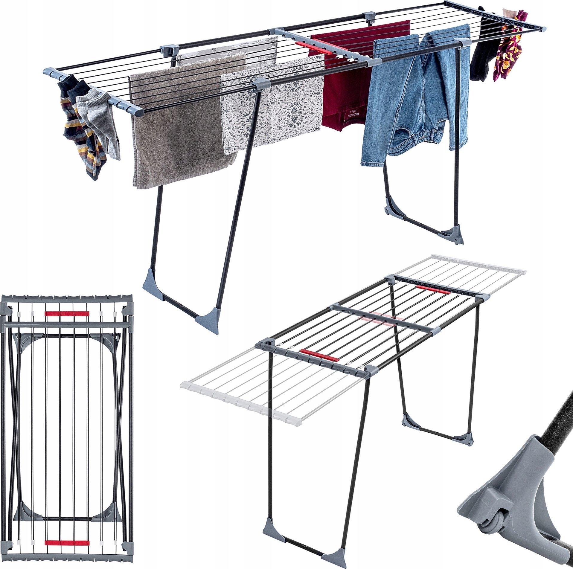 Triton KADAX Suszarka Na Pranie Teleskopowa Na Ubrania Stojąca Duża Rozsuwana 20m