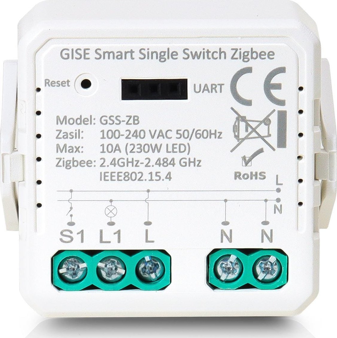 Gise GISE Smart Single Switch Zigbee | Pojedynczy moduł przekaźnikowy Zigbee | GSS-ZB