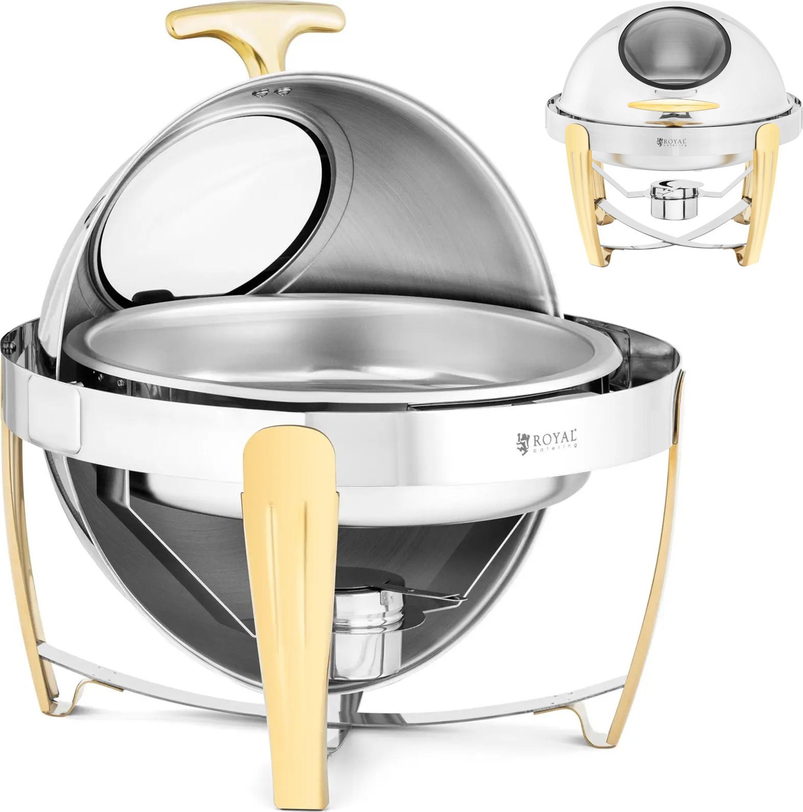 Royal Catering Podgrzewacz bemar bufetowy do potraw na pastę okrągły z pokrywą rolltop 6 l Podgrzewacz bemar bufetowy do potraw na pastę okrągły z pok