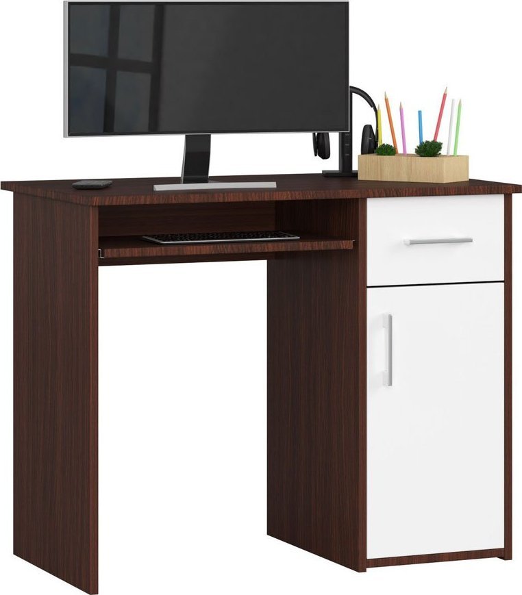 Elior Biurko z szufladą wenge + biały - Esman 2X