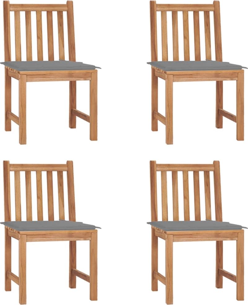 vidaXL Krzesła ogrodowe, 4 szt., z poduszkami, lite drewno tekowe