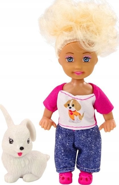 LeanToys Mini Laleczka Długie Włosy Ubranko Kolorowe Zwierzątko